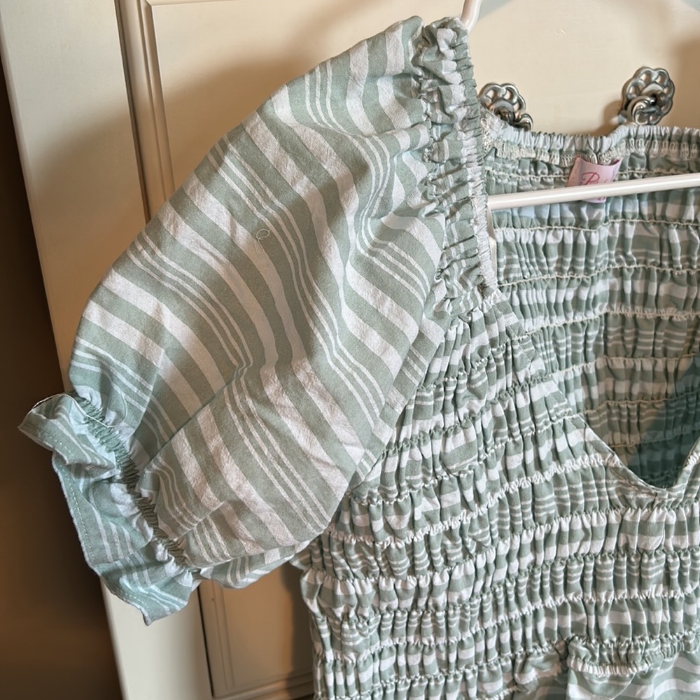 NWOT Pink Lily Sage Look Past The Future Smocked Blouse - Picture 2 of 11